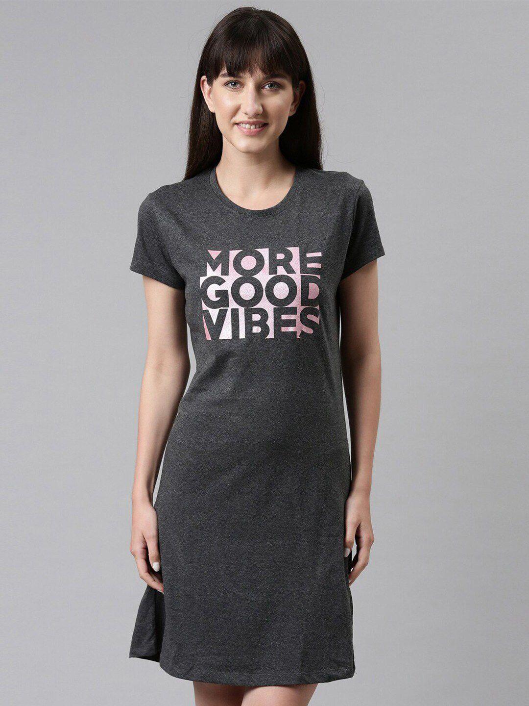 twin birds typography printed pure cotton nightdress