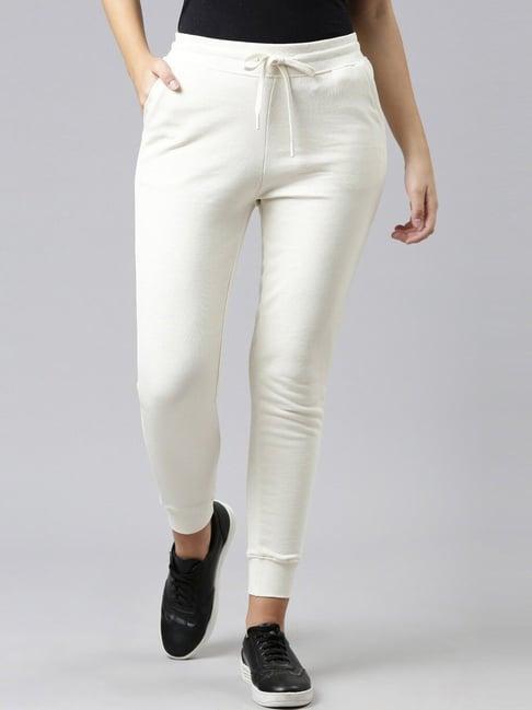 twin birds white cotton joggers