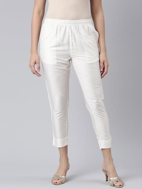 twin birds white regular fit pants