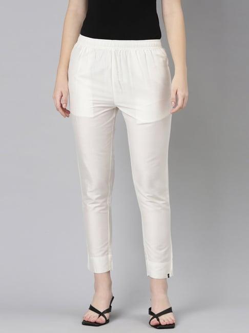 twin birds white straight fit pants