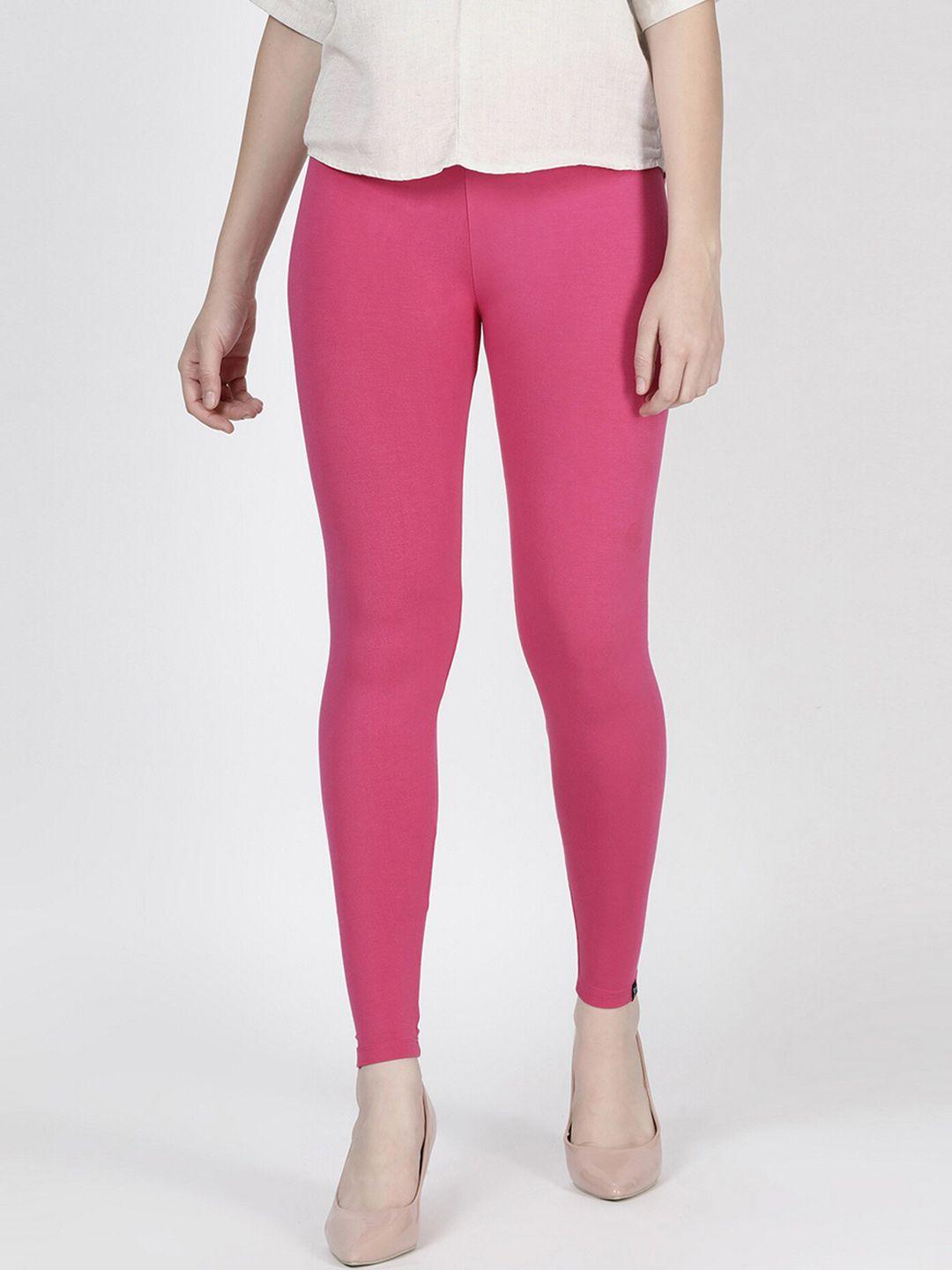 twin birds women pink solid ankle-length legging
