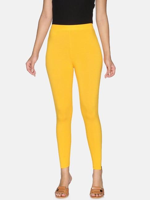 twin birds yellow ankle length leggings