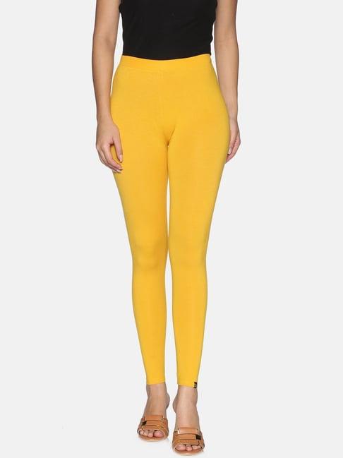 twin birds yellow ankle length leggings