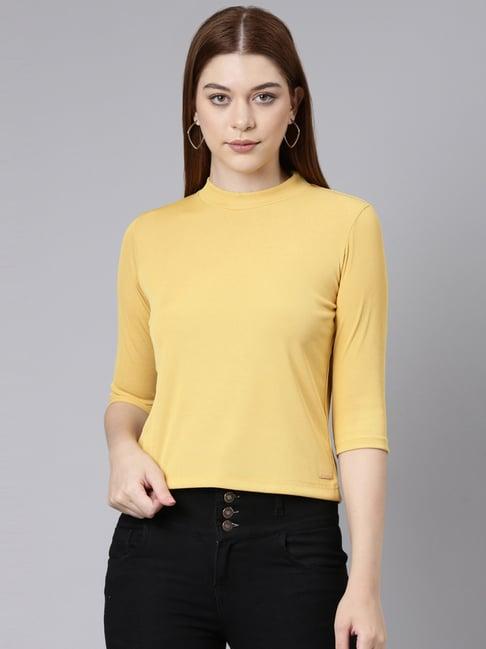 twin birds yellow regular fit top