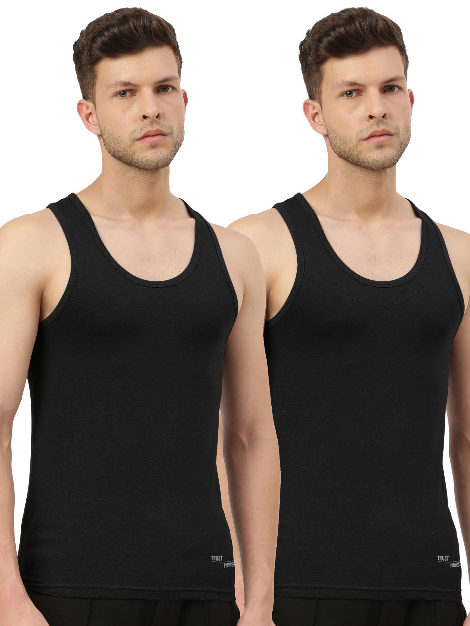 twin skin bamboo comfort vest - black (pack of 2)