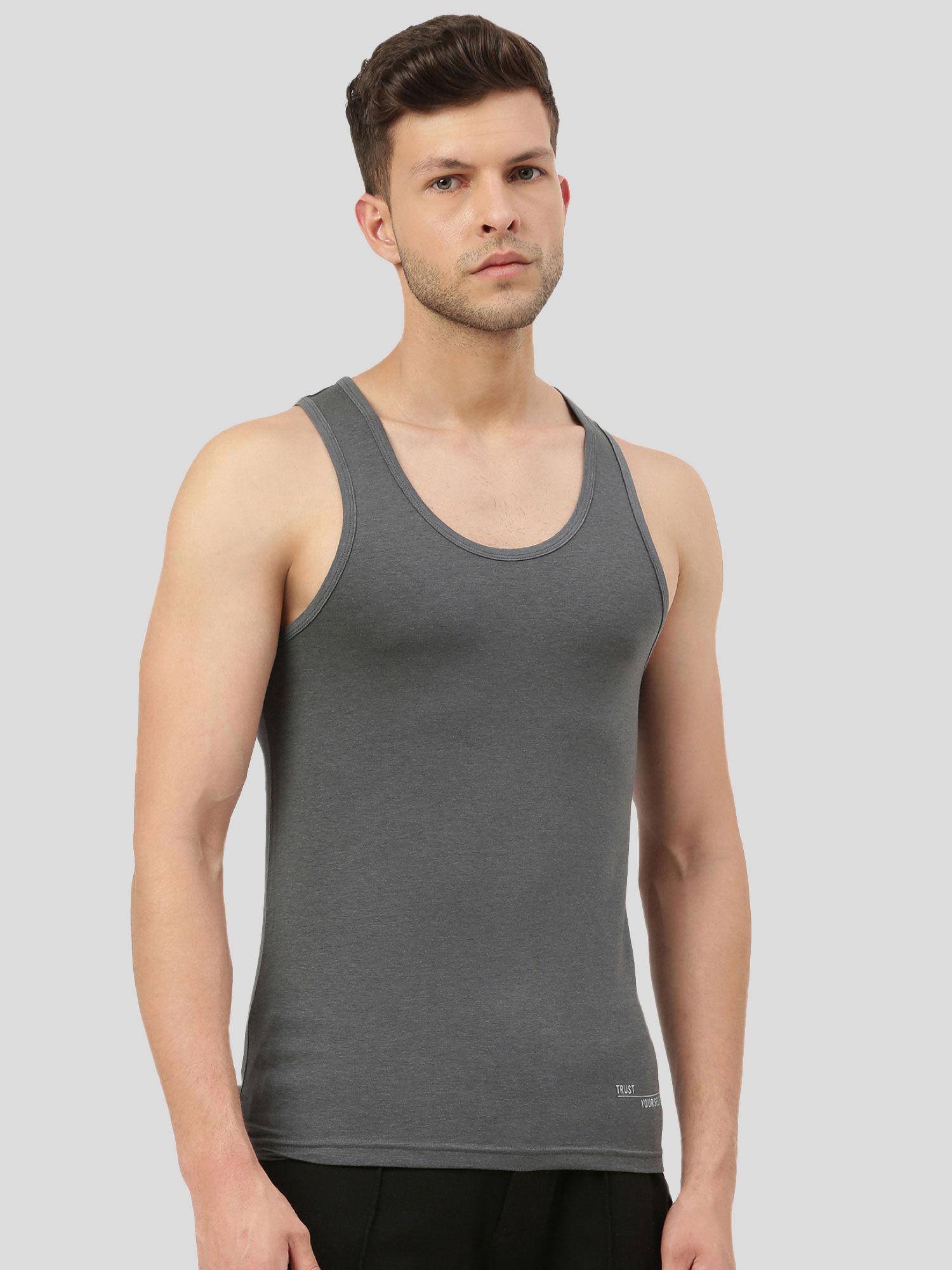 twin skin bamboo comfort vest - charcoal