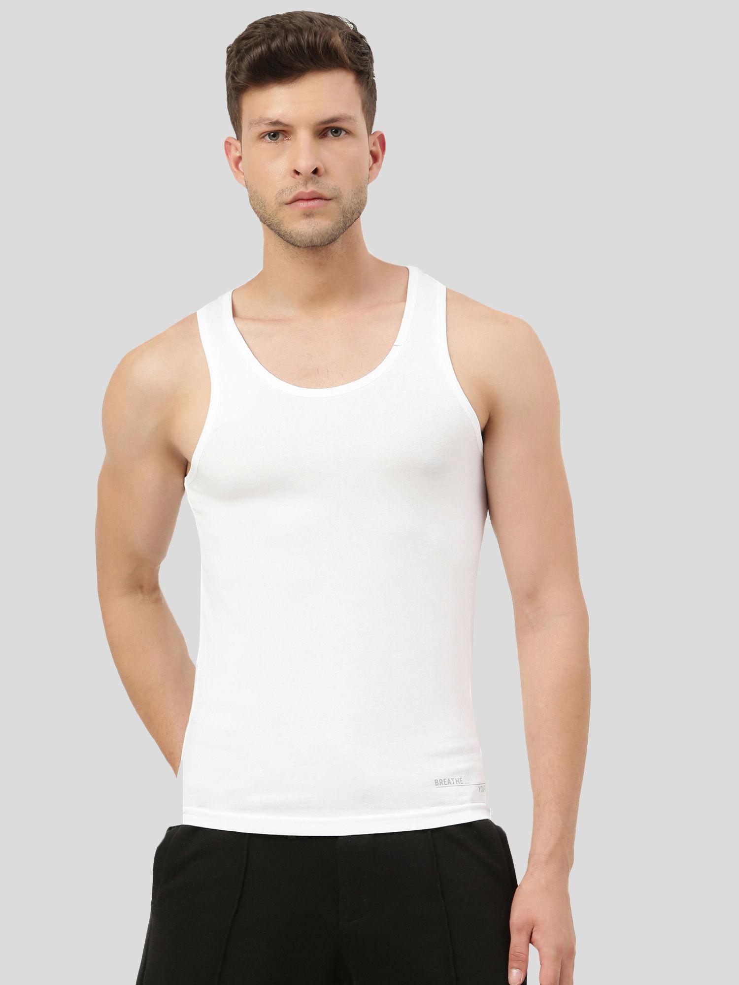 twin skin bamboo comfort vest - white