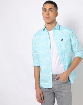 twin striped shirt with patch pocket