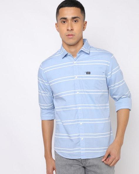 twin striped shirt with patch pocket