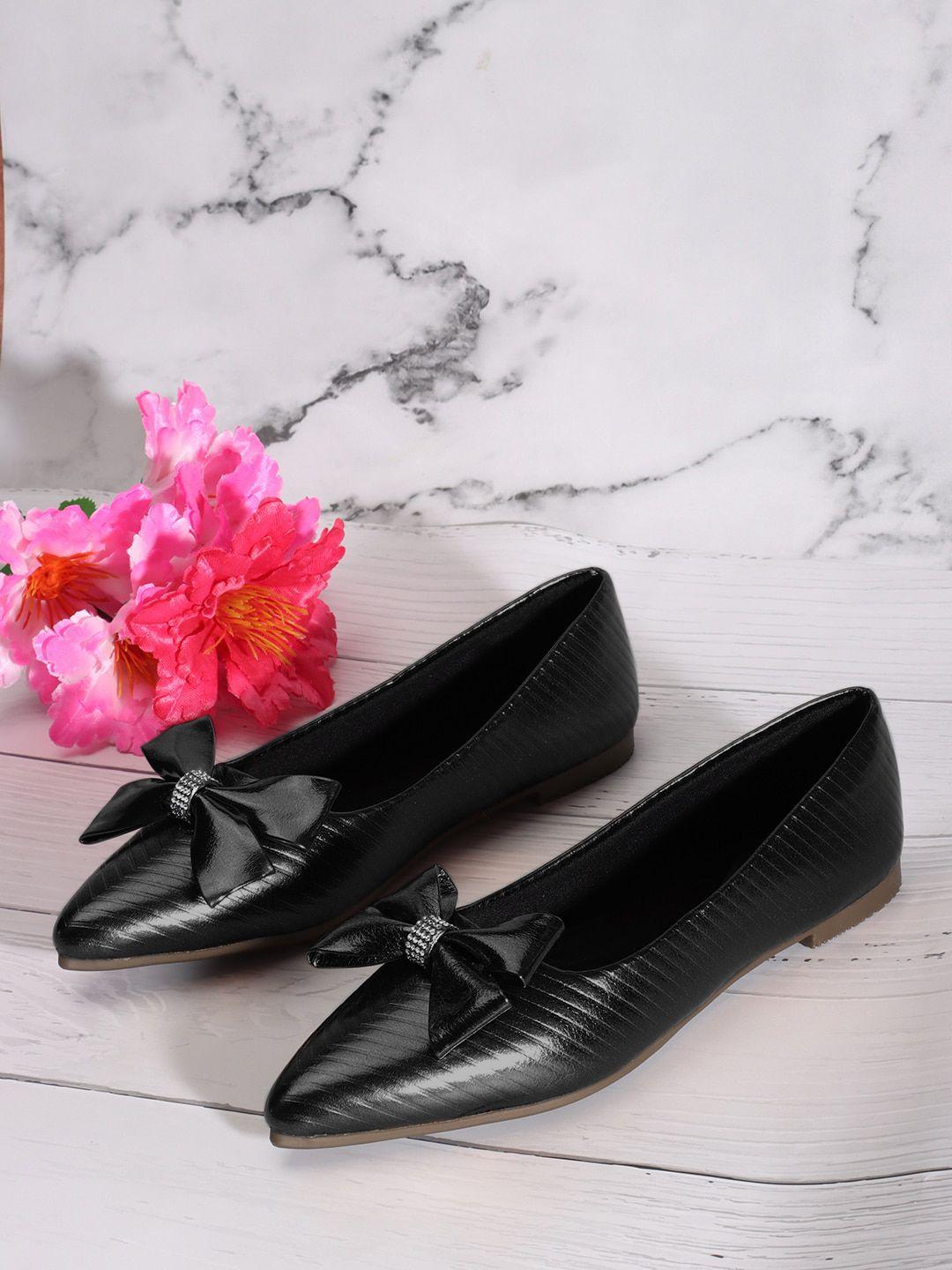 twin toes women black party ballerinas with bows flats