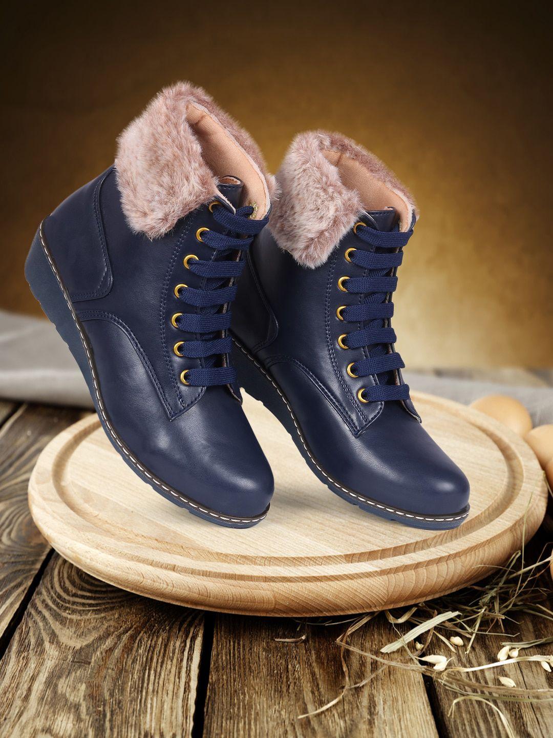 twin toes women blue comfort heeled boots