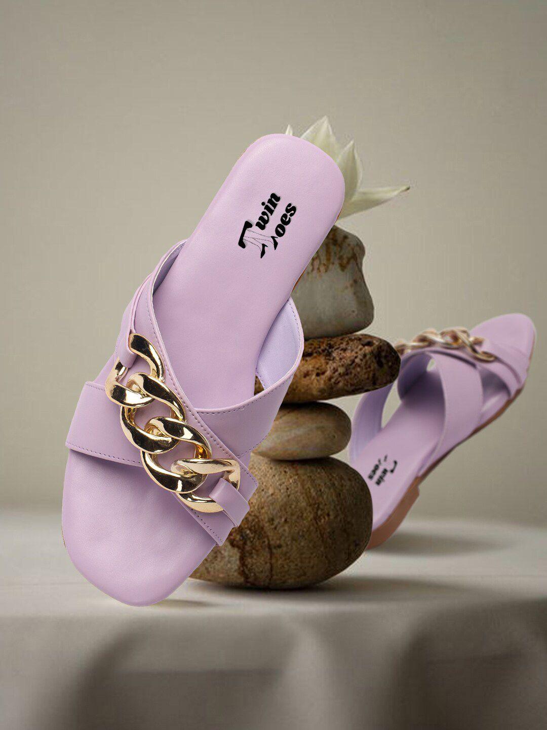 twin toes women embellished open toe flats