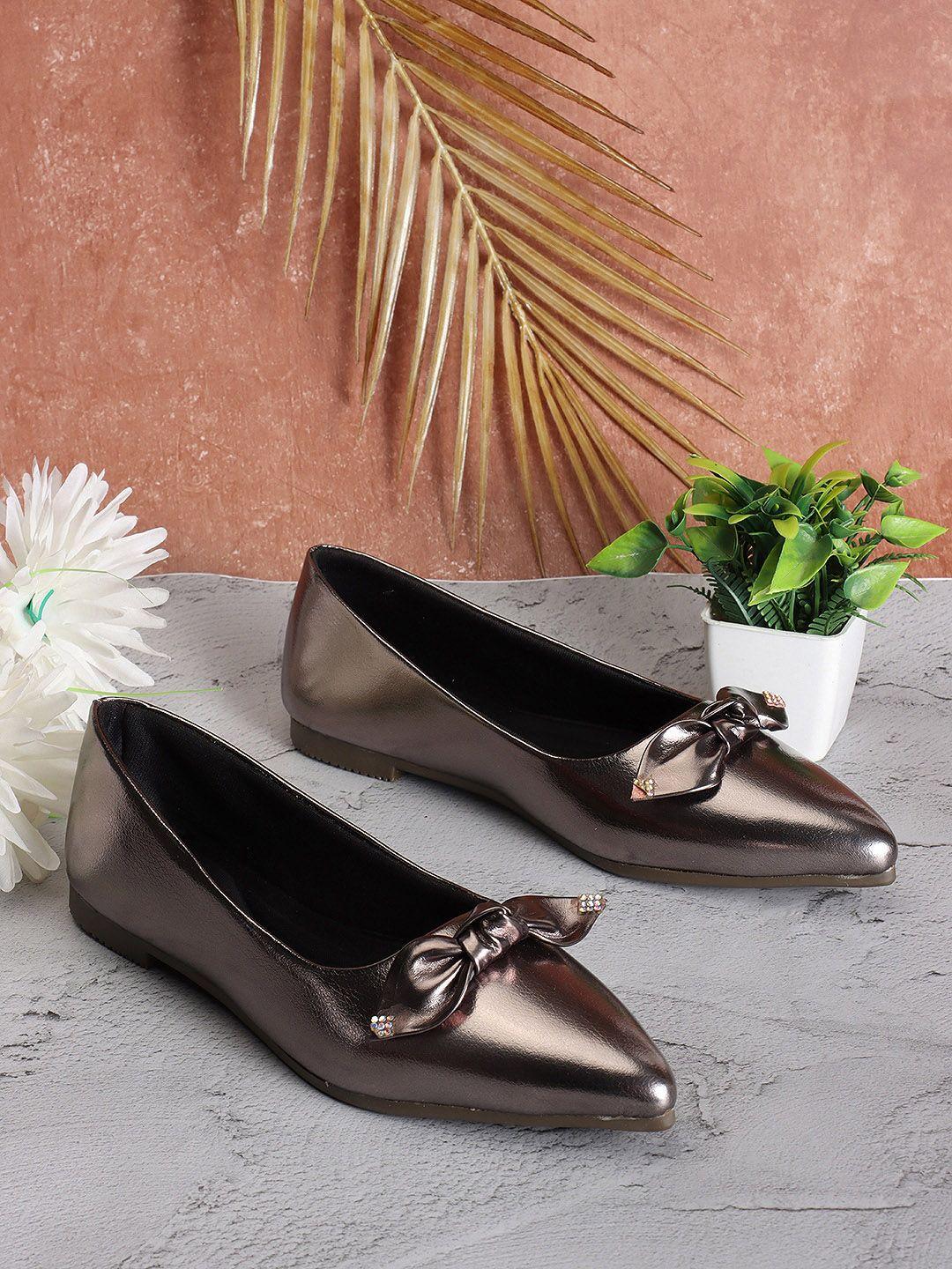 twin toes women grey striped party ballerinas with bows flats