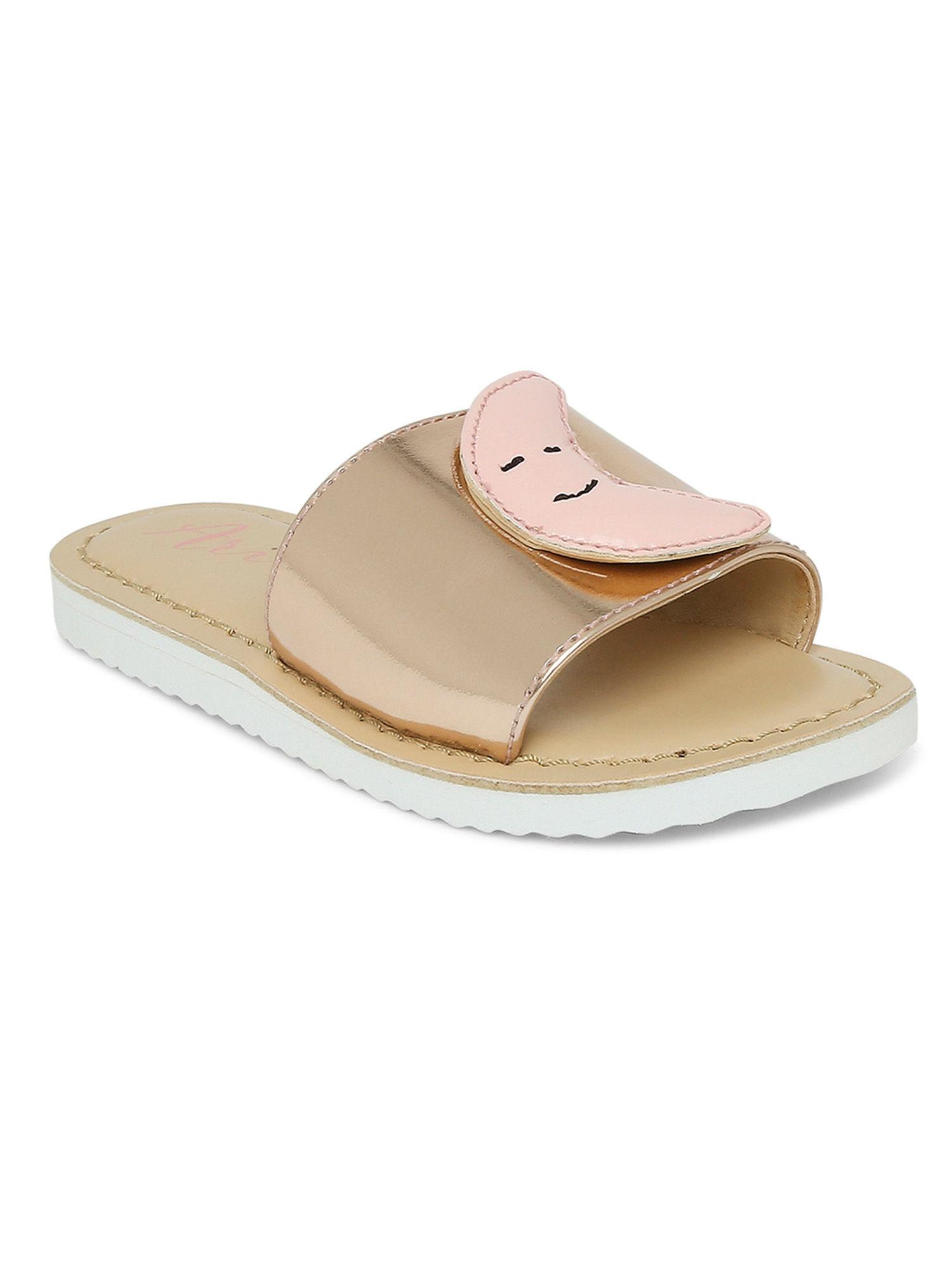 twinkle peach color light weight eva sole patterned slider