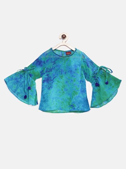 twisha kids blue & green tie dye top