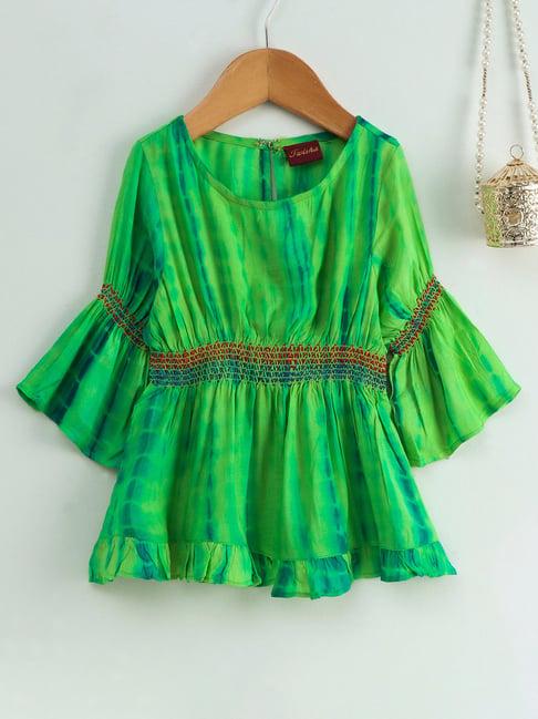 twisha kids green tie dye top