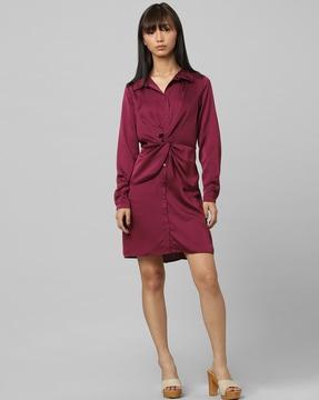 twist-front shirt dress