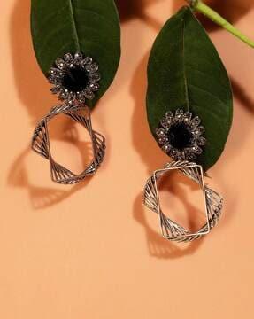 twisted circular daisy drop earrings
