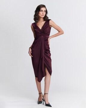 twisted-front fit & flare dress