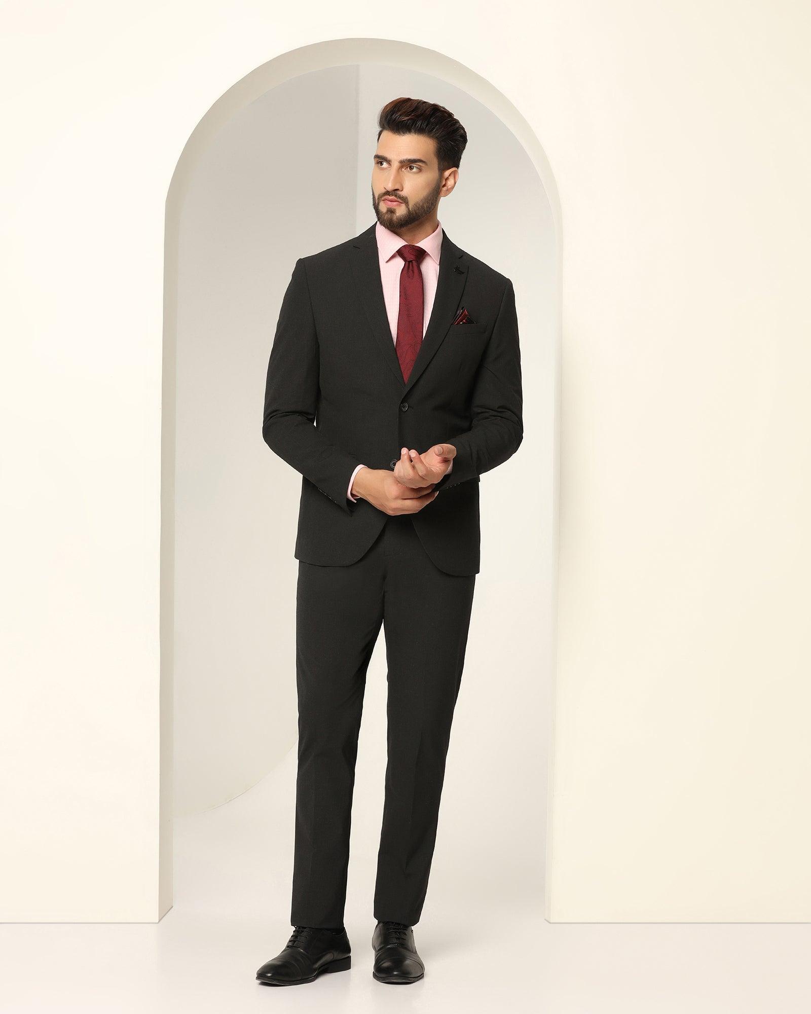 two piece charcoal textured formal suit - games