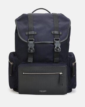 two tone backpack with logo detailing