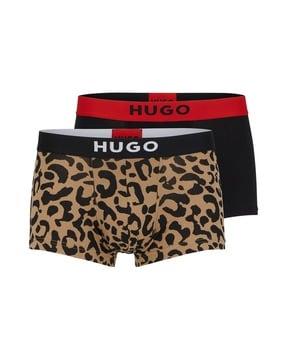 two-pack stretch cotton logo waistband trunks
