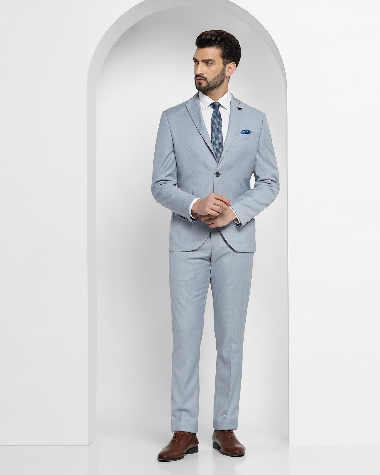 two piece blue solid formal suit - adera