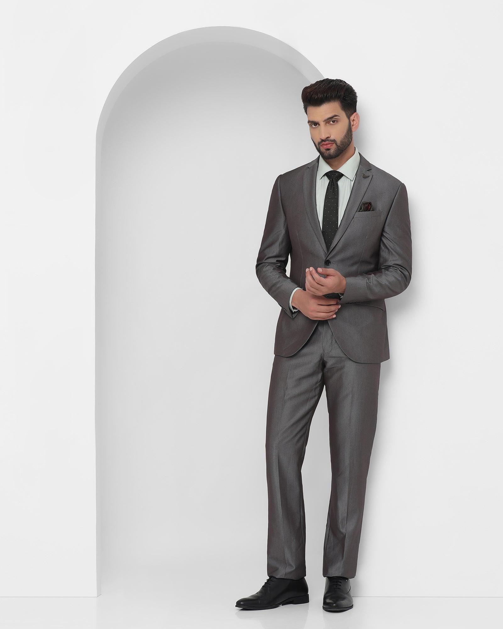 two piece charcoal textured formal suit - therin