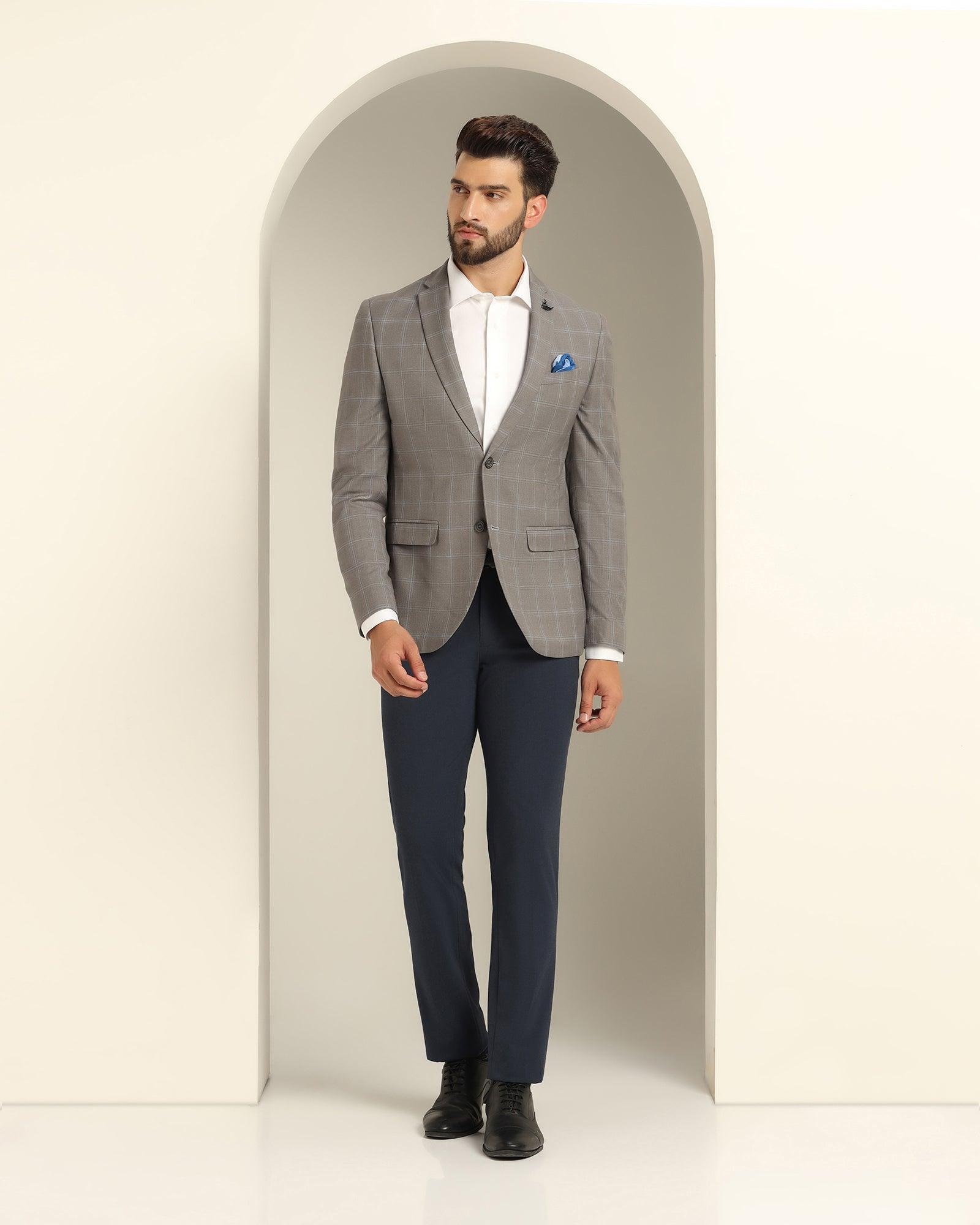 two piece grey check formal suit - jobain