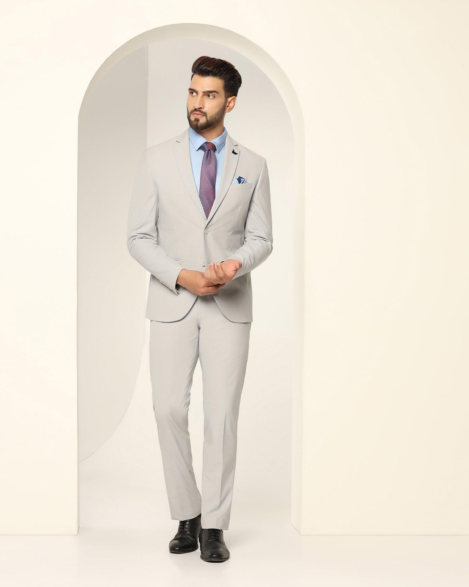 two piece grey textured formal suit - games