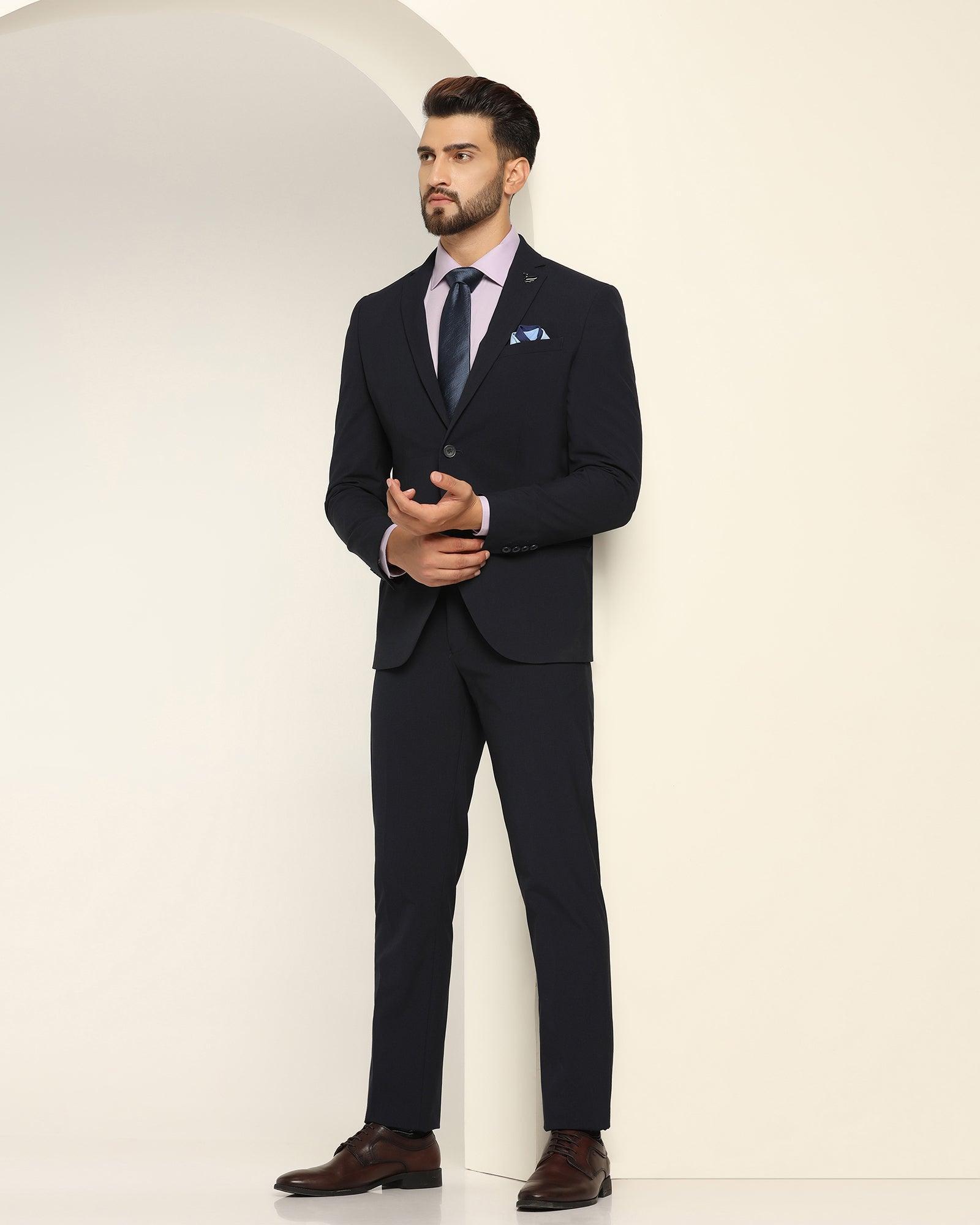 two piece navy textured formal suit - games