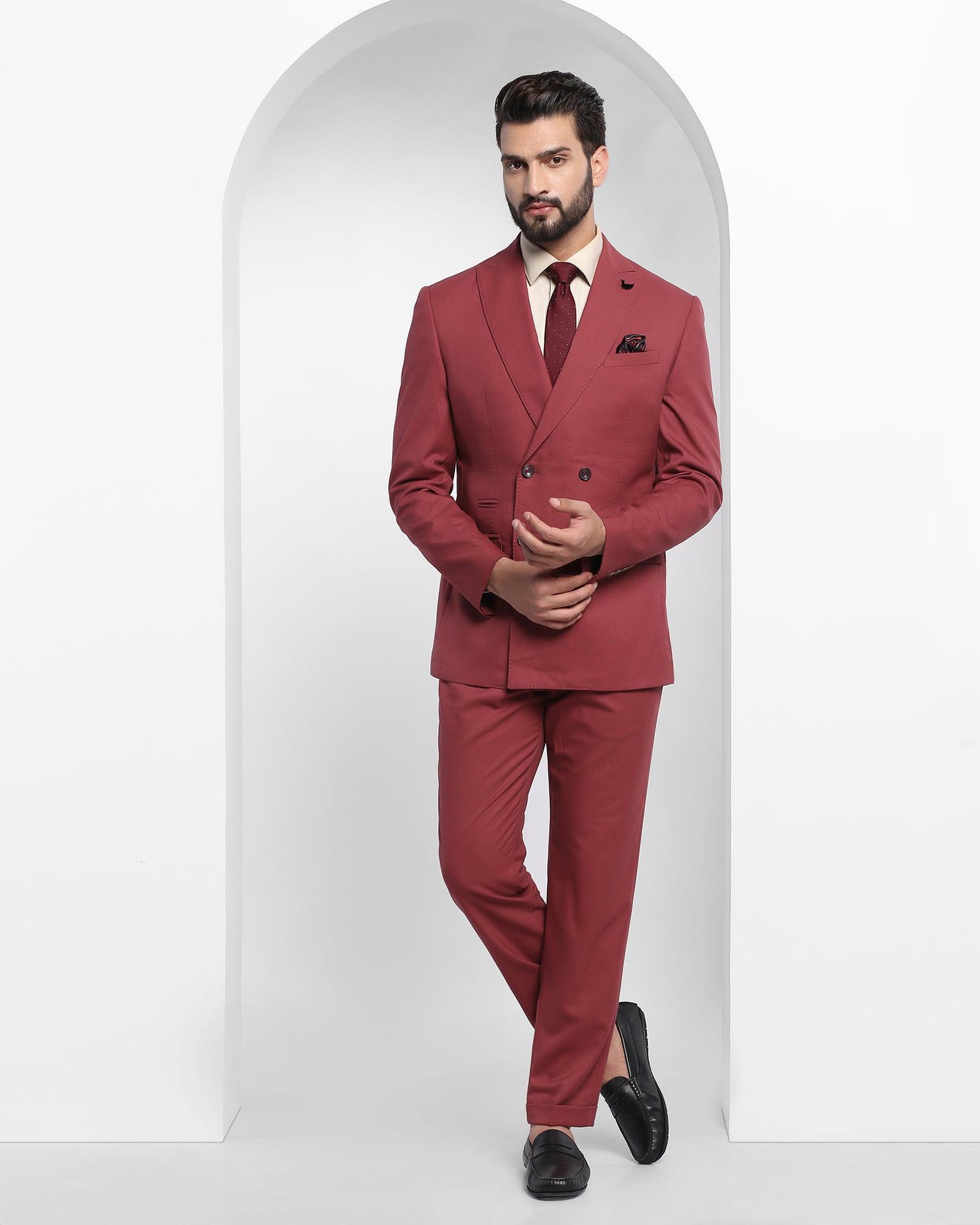 two piece rust solid formal suit - elmund