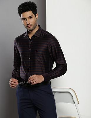 two tone stripe satin shirt