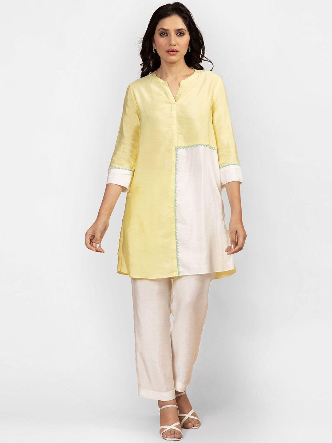 tyaar colourblocked a line kurta with trousers