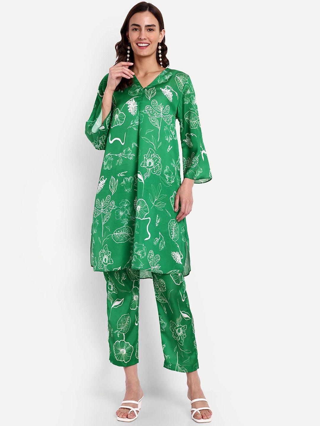 tyaar floral printed straight kurta with trousers