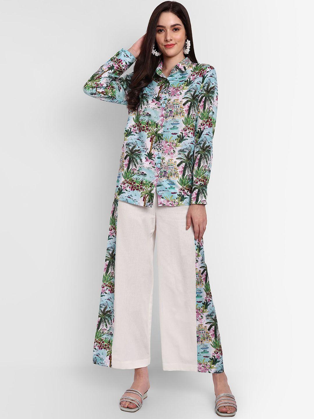 tyaar printed shirt with palazzos