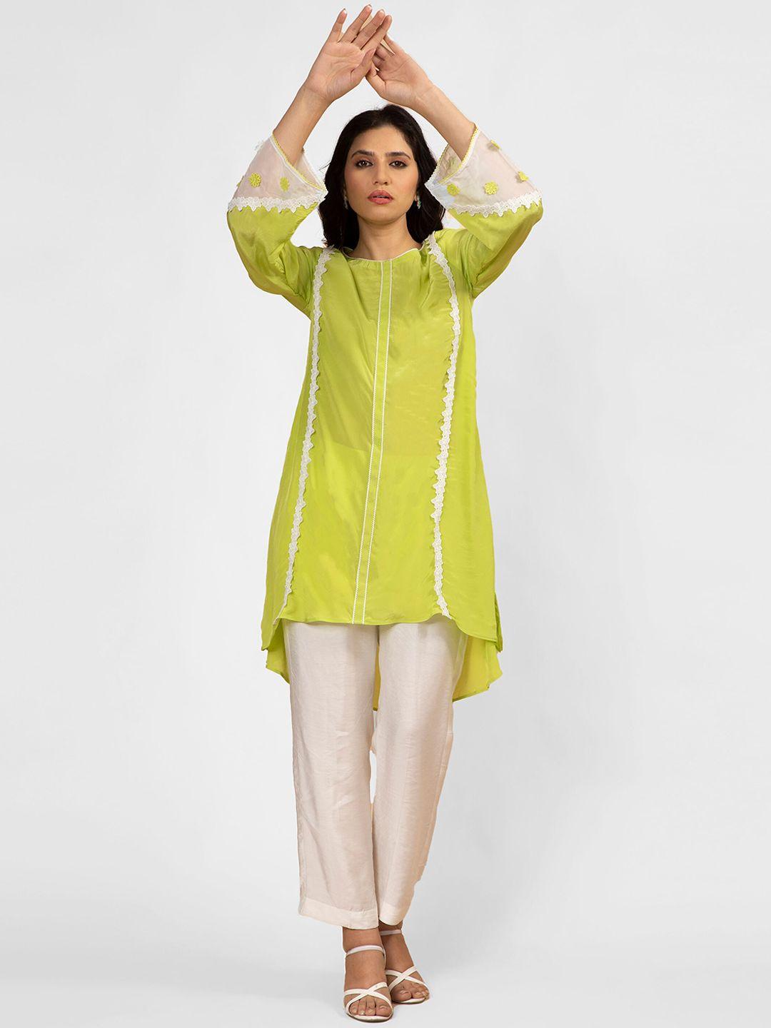 tyaar round neck a-line kurta with trousers