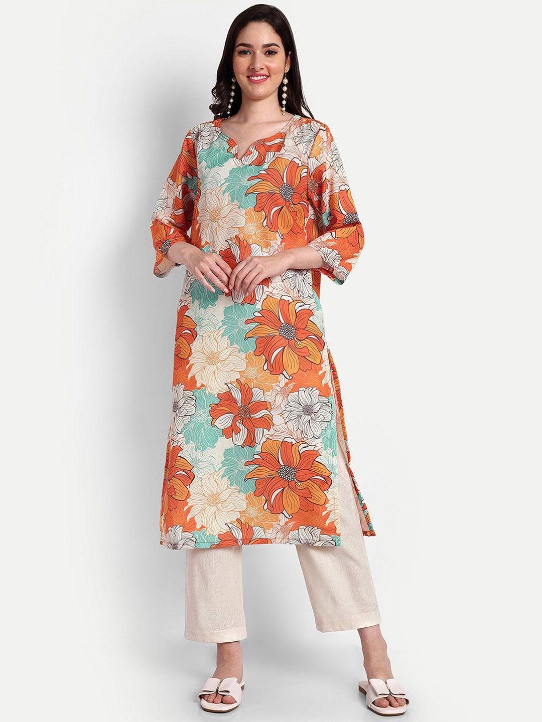 tyaar women multicoloured floral printed flared sleeves sequinned floral kurta