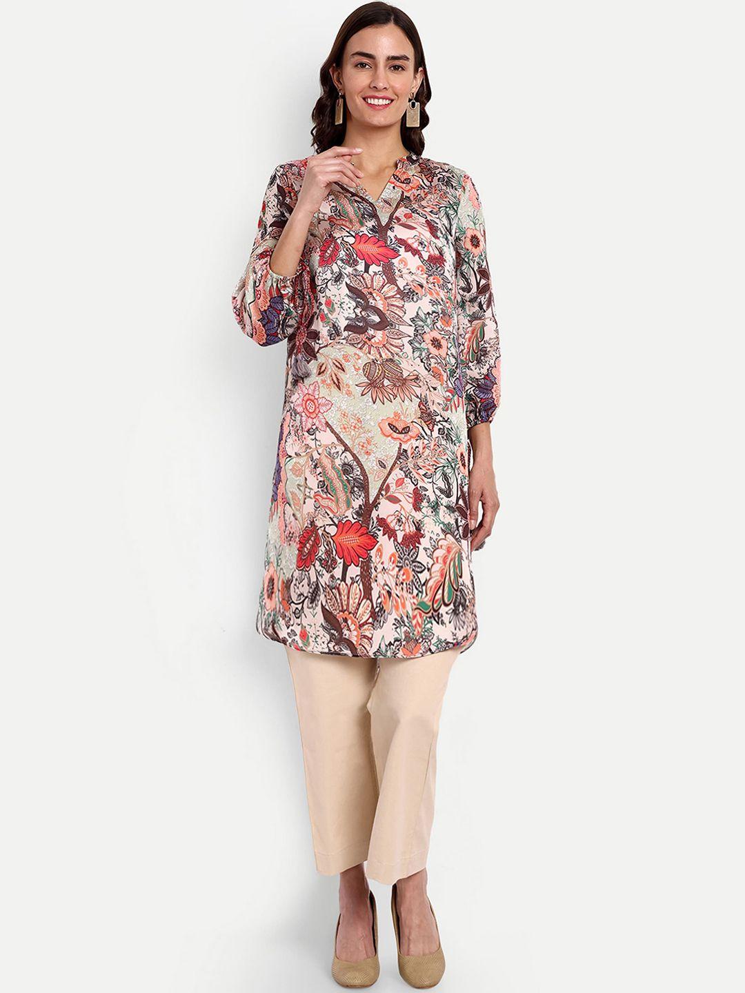 tyaar women multicoloured floral printed floral satin kurta