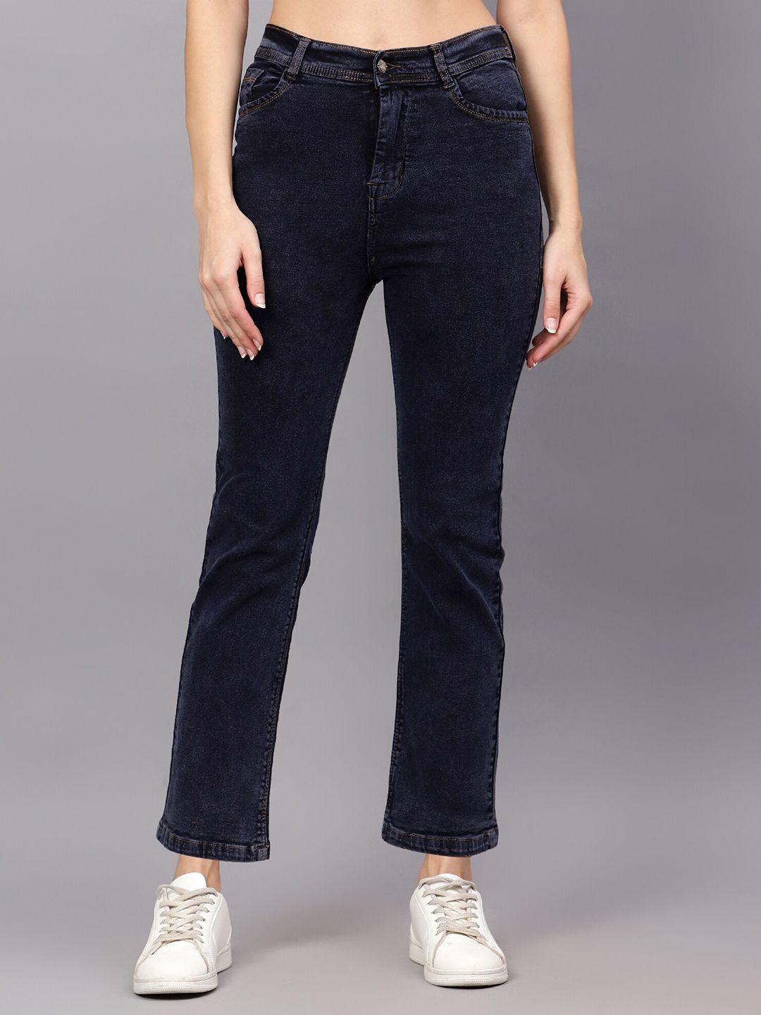 tyffyn women navy blue jean slim fit high-rise cotton jeans