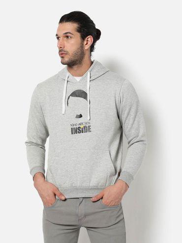 typo hooded sweatshirt ribbed hem