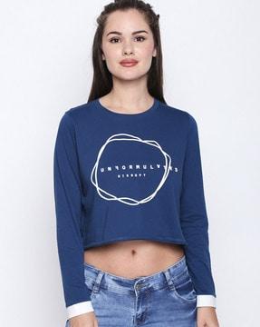 typogaphic print crop t-shirt