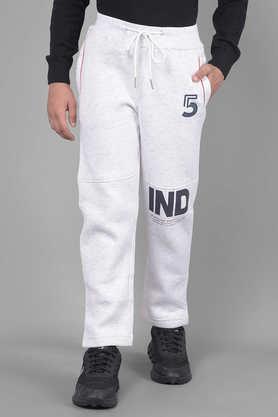 typographic blended fabric regular fit boys joggers - white