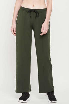 typographic cotton regular fit women's track pants - olive