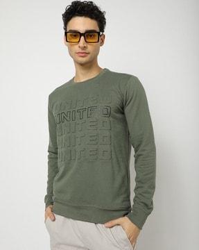typographic embossed crew-neck sweatshirt