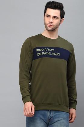 typographic fleece slim fit mens sweatshirt - green