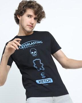 typographic print crew-neck slim t-shirt