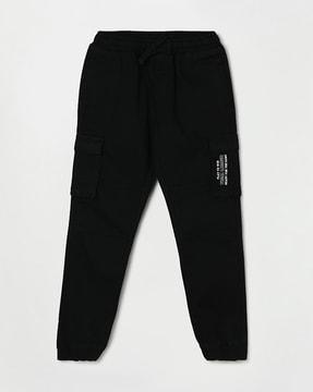 typographic print joggers with cargo pockets