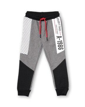 typographic print joggers with drawstring