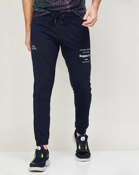 typographic print joggers with drawstrings